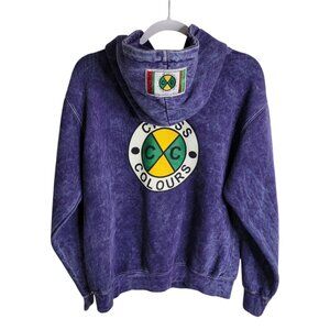 Vintage Cross Colours Hoodie Faded Purple Medium Cotton Y2K Streetwear Grunge